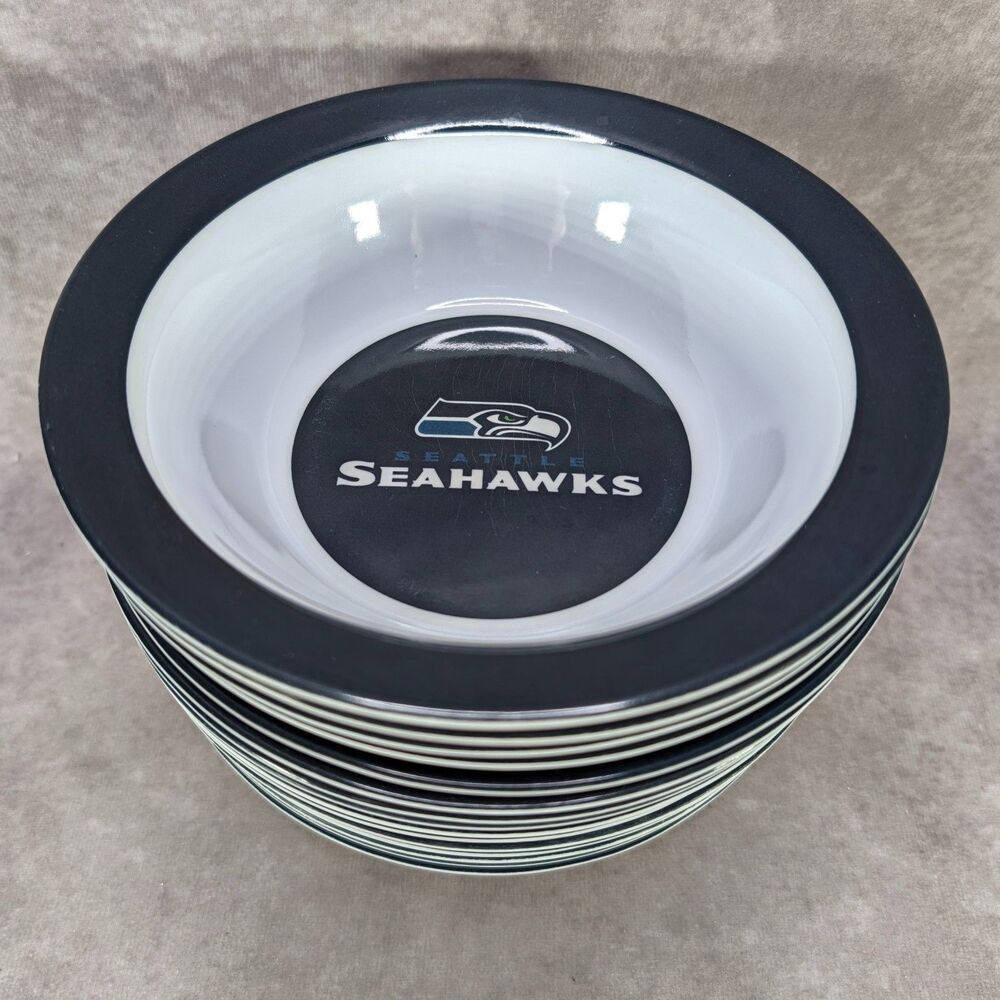 NFL Seattle Seahawks Plastic Melamine Soup Cereal Bowls Set Of 16 Licensed